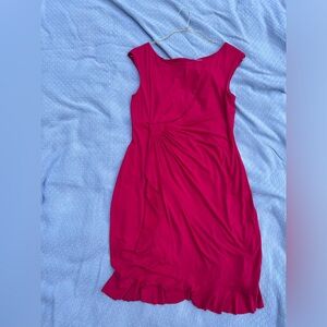 Pink dress.  Kneelength.